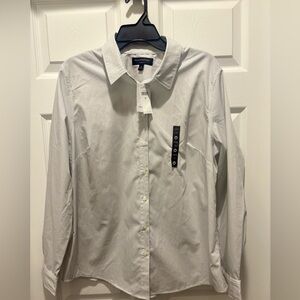 Banana Republic Light Gray Pin Striped Dress Shirt.